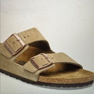 Birkenstock Arizona sandals suede leather tan taupe color sz 38